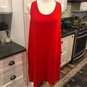 BCBG Maxazria Janice Red Coral Racer Back Shift Dress Sundress Size Small Tall